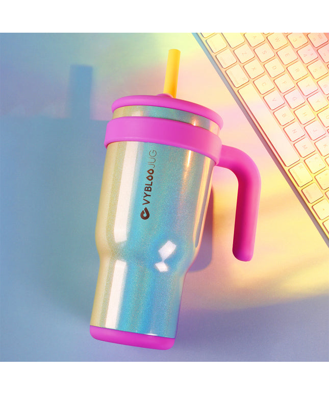 VyblooJug Arcoíris Vaso Acero Inoxidable Taza Para Auto Con Mango