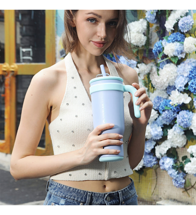 VyblooJug Bayas Aurora Taza de Acero Inoxidable con Tapa y Asa Para uso en Vehículos