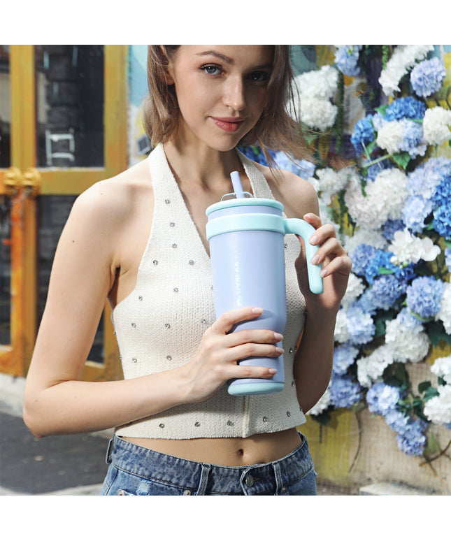 VyblooJug Vaso Acero Inoxidable Taza Para Auto Con Mango Bayas Aurora