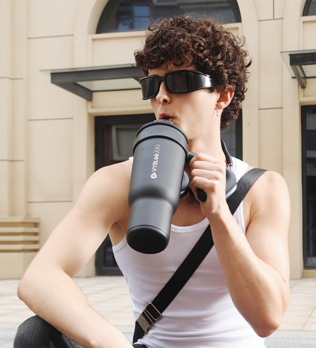 VyblooJug Fizz Sombrío Vaso Acero Inoxidable Taza Para Auto Con Mango