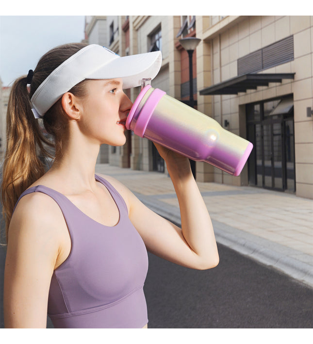 VyblooJug Arcoíris Taza de Acero Inoxidable con Tapa y Asa Para uso en Vehículos