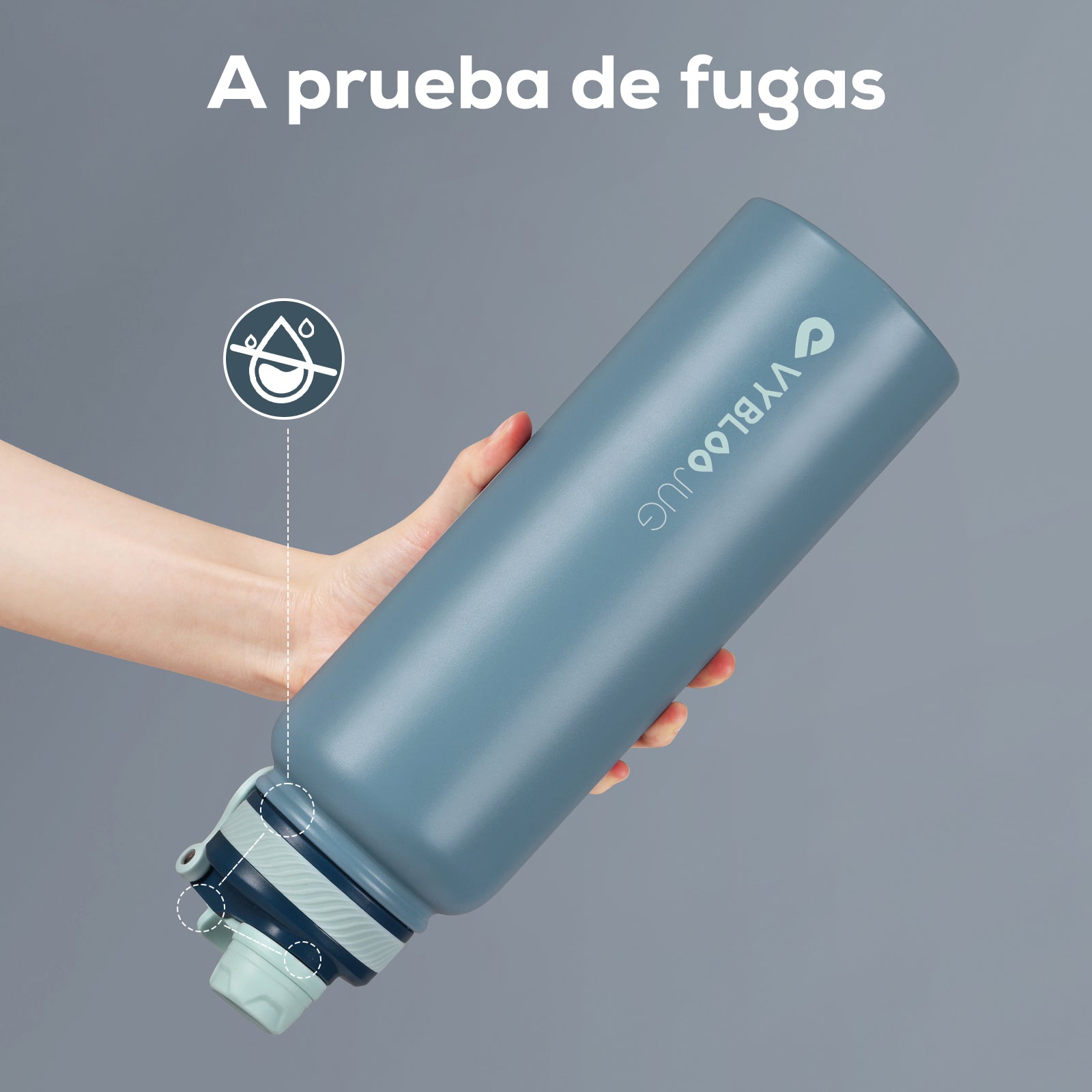 VYBLOOJUG Botella Térmica para Café o Agua Fría con Popote Azul